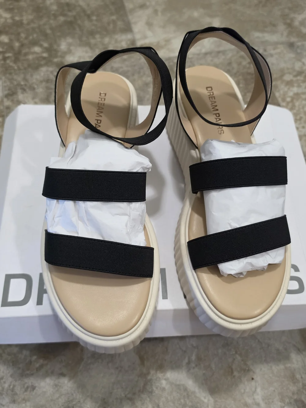 Dream Pairs Black Elastic Strap Platform Sandals